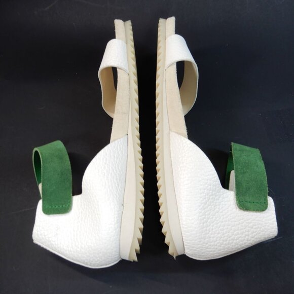 PEDRO GARCIA Jenile Ankle Strap Flat Sandals Size 41 11 White Green Leather NEW - Picture 9 of 12